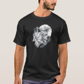 Nordic Wolf Head Moon Dog and Wolf friend Tシャツ (正面)