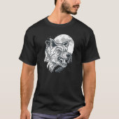 Nordic Wolf Head Moon Dog   and Wolf friend Tシャツ (正面)