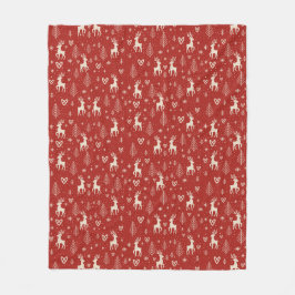 Nordic Yuletide Reindeer フリースブランケット