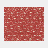 Nordic Yuletide Reindeer フリースブランケット (正面(横))