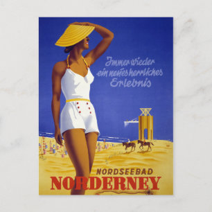 Nordsebad Norderney Germany Vintageポスターレスター ポストカード