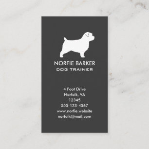 Norfolk Terier Dog Breadシルエット縦 名刺