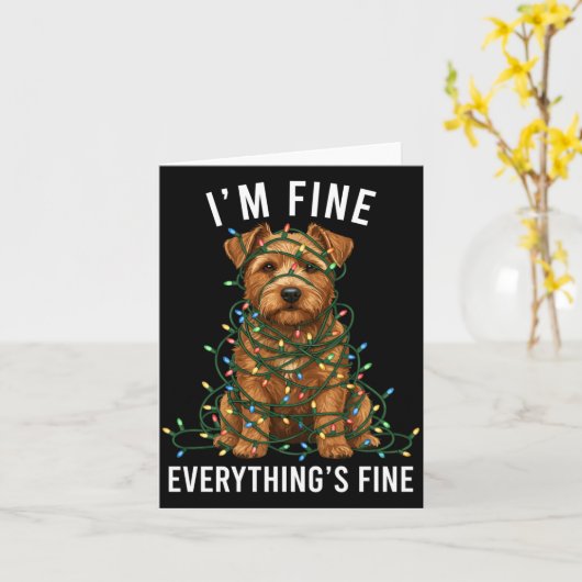 Norfolk Terrier Christmas I'm Fine Everything Is F カード (黄色い花)