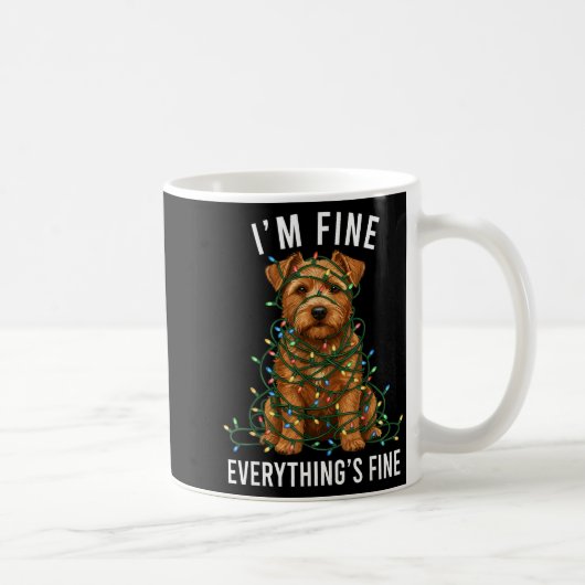 Norfolk Terrier Christmas I'm Fine Everything Is F コーヒーマグカップ (右)