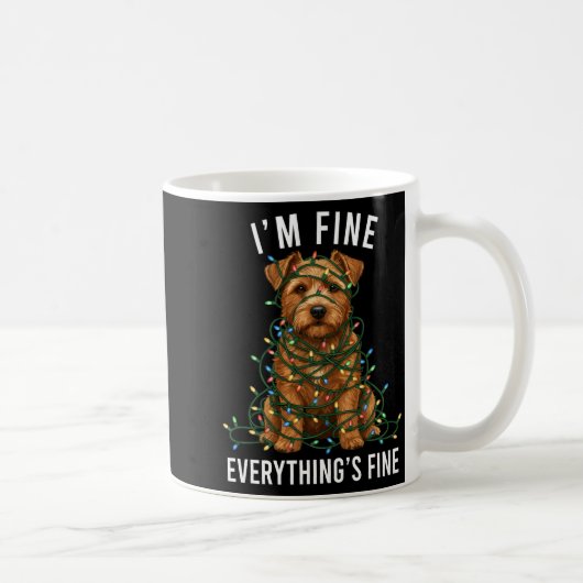 Norfolk Terrier Christmas I'm Fine Everything Is F コーヒーマグカップ (右)