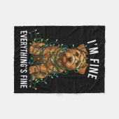 Norfolk Terrier Christmas I'm Fine Everything Is F フリースブランケット (正面(横))