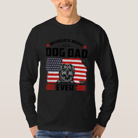 Norfolk Terrier Dog World s Best Dog Dad Ever Fath Tシャツ (正面)