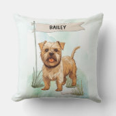 Norfolk Terrier Watercolor Personalized Dog クッション (正面)