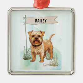Norfolk Terrier Watercolor Personalized Dog メタルオーナメント