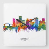 Norfolk Virginia Skyline スクエア壁時計 (正面)