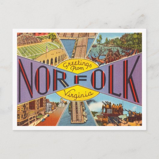 Norfolk, Virginia Vintage Travel ポストカード (正面)