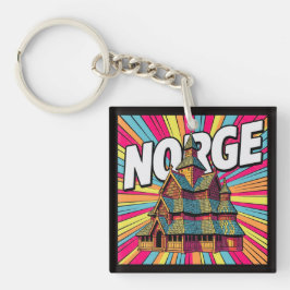 Norge Gol Stave Church Oslo Pop Art Keychain キーホルダー