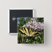 NorJの芸術による美しい朝の蝶デザイン 缶バッジ (正面&裏面)