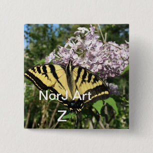NorJの芸術による美しい朝の蝶デザイン 缶バッジ