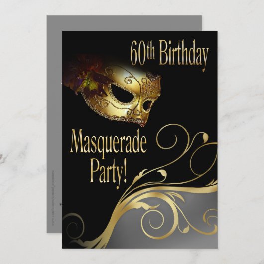 Normaのための仮面舞踏会のパーティの招待状 招待状 (正面/裏面)