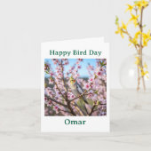 Normal Gray Cockatiel with Flowers Custom Birthday カード (黄色い花)