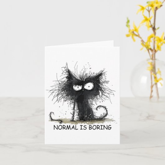 Normal Is Boring Funny Cat Graphic Tee Men Women  カード (黄色い花)