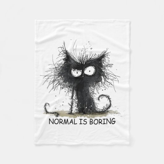 Normal Is Boring Funny Cat Graphic Tee Men Women  フリースブランケット (正面)