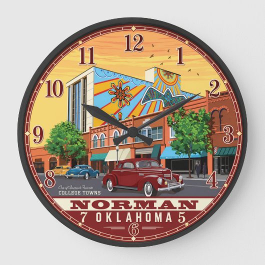 Norman Oklahoma ラージ壁時計 (正面)