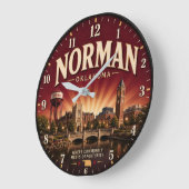 Norman Oklahoma Historic College Town ラージ壁時計 (傾斜)