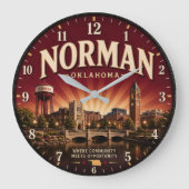 Norman Oklahoma Historic College Town ラージ壁時計 (正面)