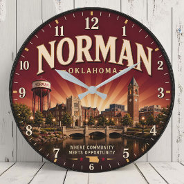Norman Oklahoma Historic College Town ラージ壁時計