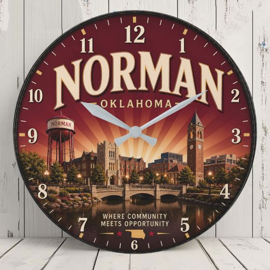 Norman Oklahoma Historic College Town ラージ壁時計