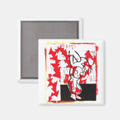 Norman the Bunny Square Magnet （赤） マグネット (正面/裏面)