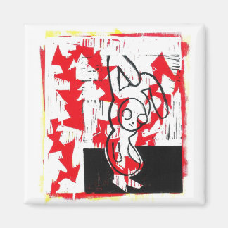 Norman the Bunny Square Magnet （赤） マグネット