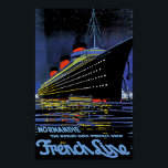 Normandie at Night ポスター<br><div class="desc">Vintage ocean liner travel poster for the Normandie,  billed as "The World's Most Perfect Ship."</div>