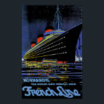 Normandie at Night ポスター<br><div class="desc">Vintage ocean liner travel poster for the Normandie,  billed as "The World's Most Perfect Ship."</div>