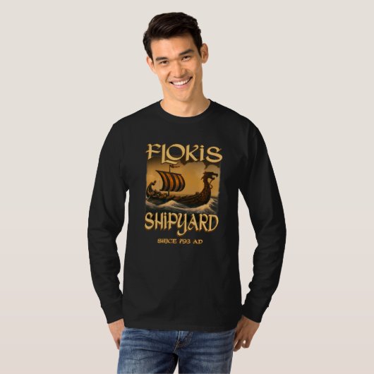 Norse Mythology Viking Ship Flokis Shipyard Since  Tシャツ (正面フル)