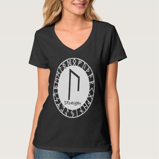 Norse Rune Strength URUZ Viking Rune Symbol Celtic Tシャツ (正面)