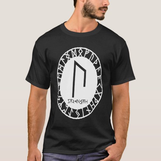 Norse Rune Strength URUZ Viking Rune Symbol Celtic Tシャツ (正面)