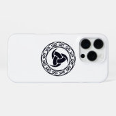 Norse Triple Horn of Odin Symbol Celtic Knot iPhoneケース (裏面横)