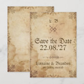 Norse Viking Rustic Save the Date Card 招待状 (正面/裏面)