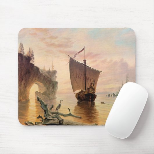 Norse Viking Ship Fantasy Art マウスパッド (マウス)