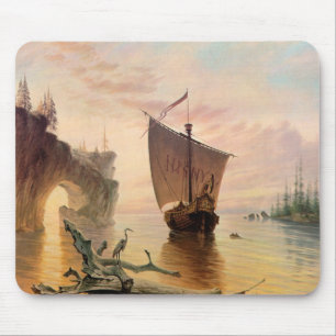 Norse Viking Ship Fantasy Art マウスパッド