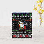 Norse Xmas Christmas Viking Deck Vhalla With Skull カード (黄色い花)