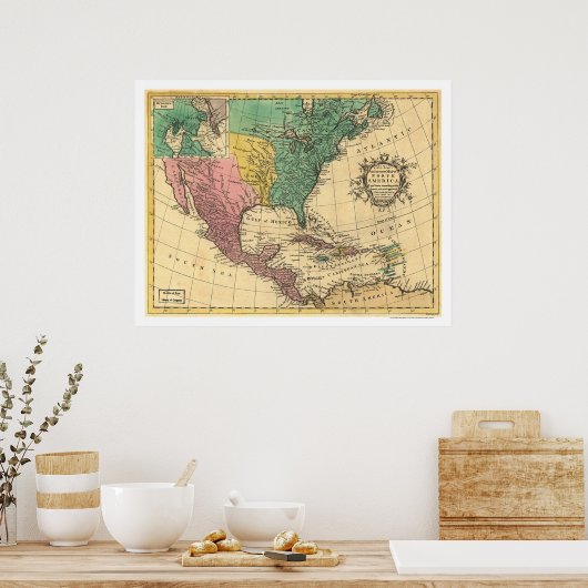 North America Map 1763 ポスター (キッチン)