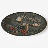 North American Rustic Moose Cabin Decor ペーパープレート (アングル)