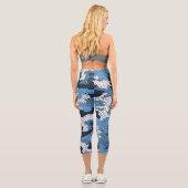 North Carolina  Blue & White Heel Camo Printed  カプリレギンス (裏面)