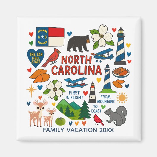 North Carolina Family Trip Keepsake Personalized マグネット (正面)