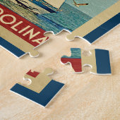 North Carolina Jigsaw Puzzle Sailboat Retro Travel ジグソーパズル (側面)