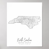 North Carolina Minimal Street Map ポスター (正面)
