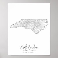 North Carolina Minimal Street Map
