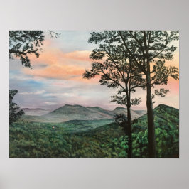 North Carolina Mountain Sunrise Acrylic Painting ポスター