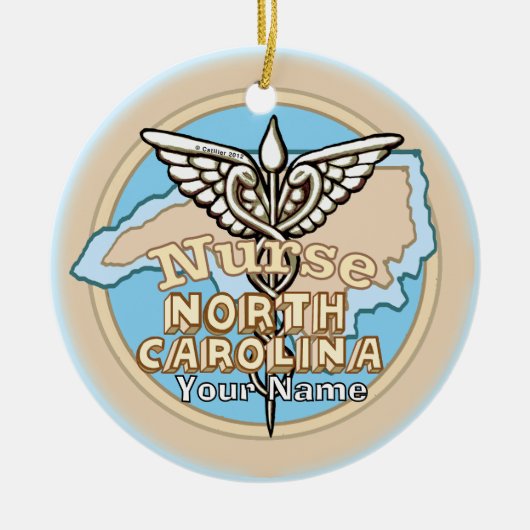 North Carolina Nurse Caduceus  セラミックオーナメント (正面)