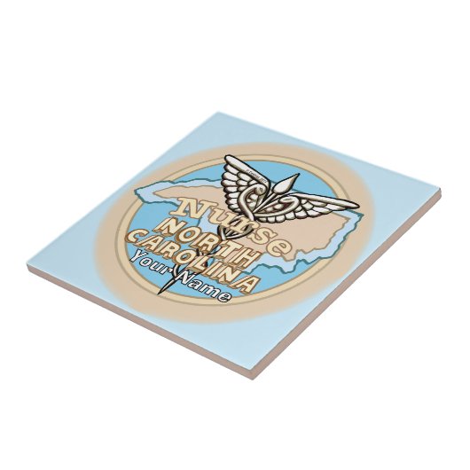 North Carolina Nurse Caduceus Ceramic Tile タイル (側面)