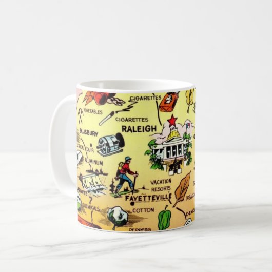 North Carolina - Raleigh Map Mug コーヒーマグカップ (正面左)
